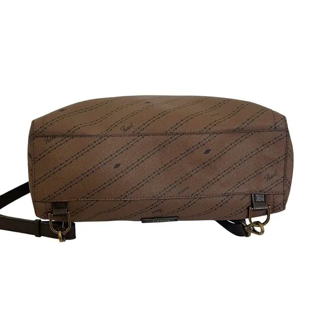 Fossil Parker Faux Leather Convertible Backpack‎ Purse Handbag in Brown